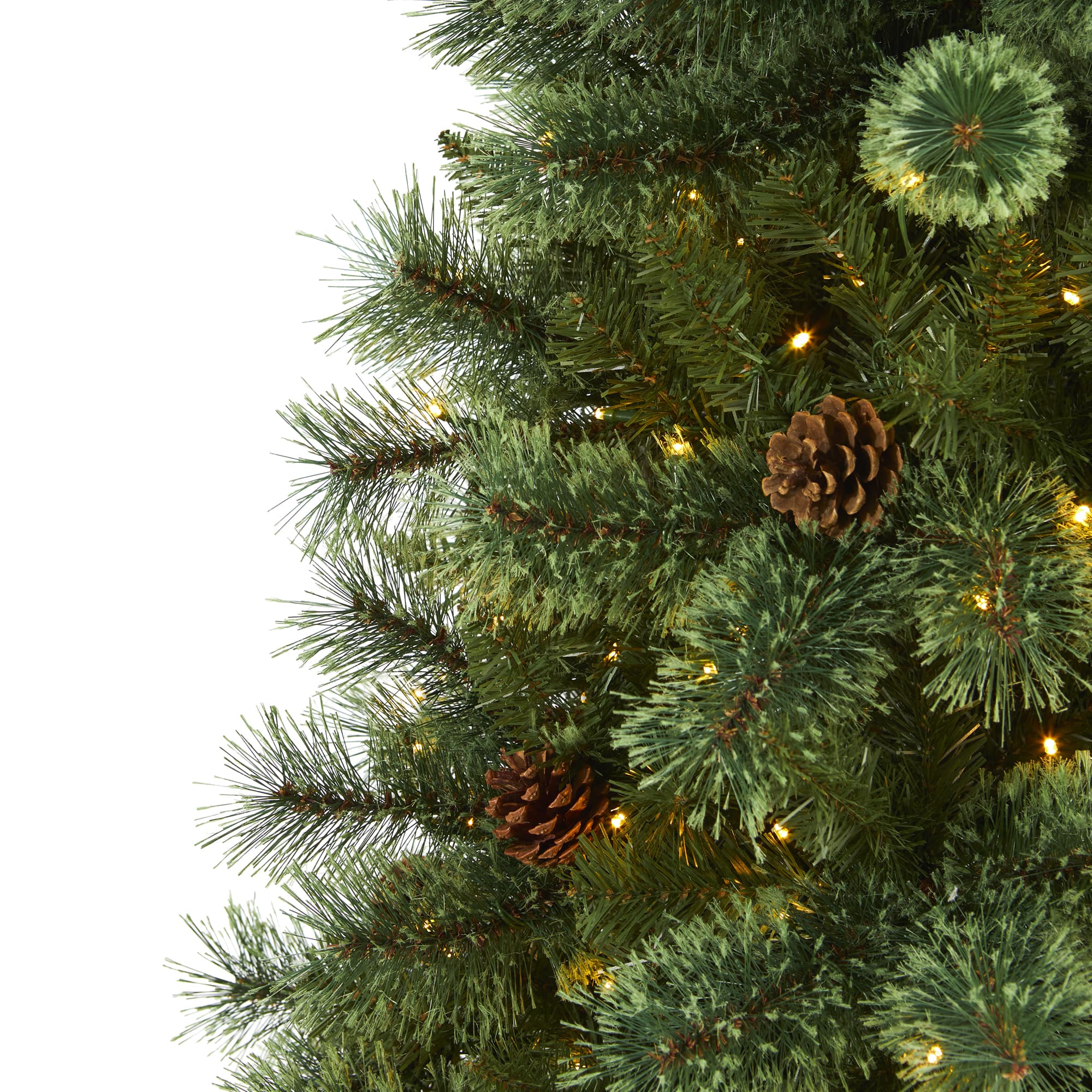6ft. Pre-Lit White Mountain Pine & Pinecones Artificial Christmas Tree with Clear LED Lights